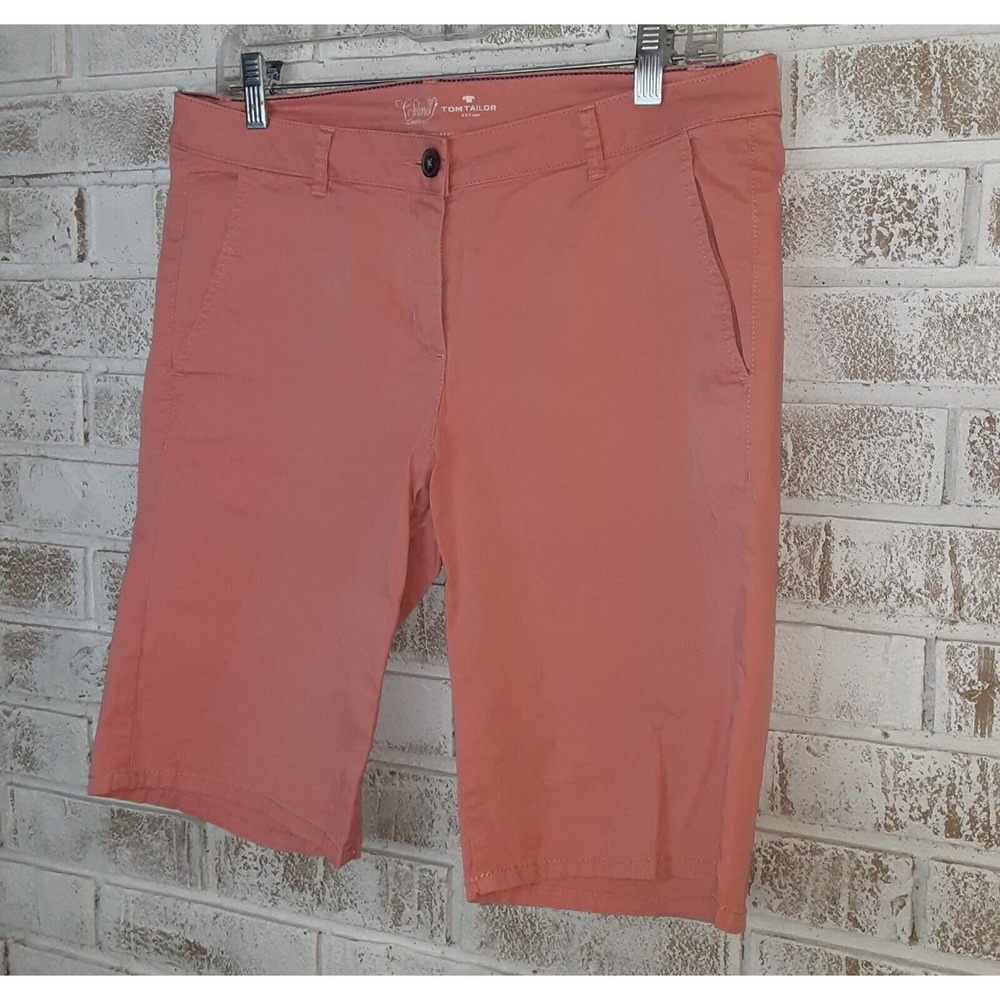 Tom Tailor Chino Bermuda Shorts sz 38 Salmon Pink Summer Casual